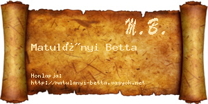 Matulányi Betta névjegykártya